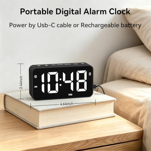 Small Plug in Digital Alarm Clocks for Bedrooms Living Room Study Loud Bedside Desk Clock with Battery & Memory Function Dual Alarm 3 Modes Weekends Weekdays Every Day for Kids Heavy Sleepers Adults - Image 2