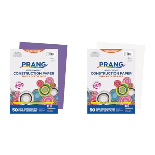 Image of Prang Construction Paper, Violet & White, 9 inch x 12 inch, 50 Sheets Each