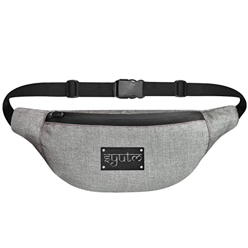 Image of Unisex Waist Pack Travel Handy Hiking Zip Pouch Elegant Style Document Money Phone Belt Sport Bag Bum Bag for Men and Women Nylon Adjustable Strap (Iron Grey)