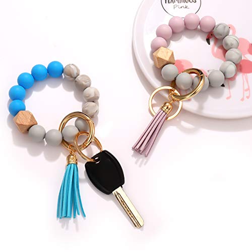 Phalin Silicone Keychain Bracelet For Women (Orange+Blue+Purple+Grey) #TOP2