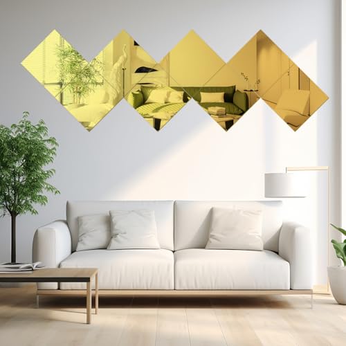 Image of 2 Pcs 8 x8 Inch Gold Acrylic Mirror Sheet, 1 /8 Inch Thick Opaque Glossy Mirror, Plexiglass Mirror Sheets with Protective Film, Rigid Mirror Acrylic Sheets for Sawing, DIY, Laser Cutting and Engraving