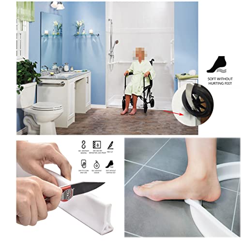 3" High Shower Water Splash Guard 67 Inch Collapsible Shower Threshold