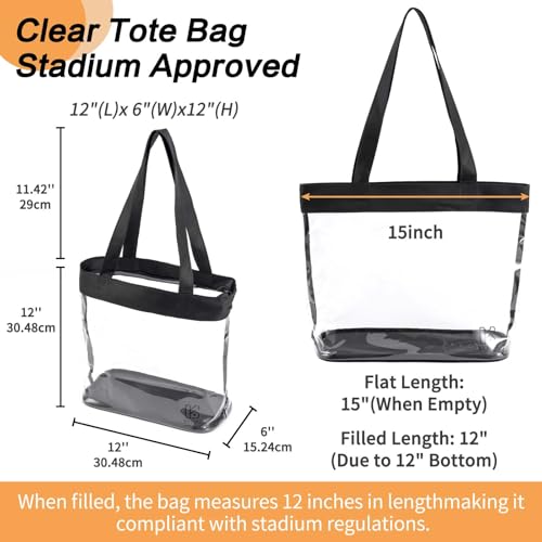 Bolsa transparente Tote para estadio 12x6x12 miniatura 3
