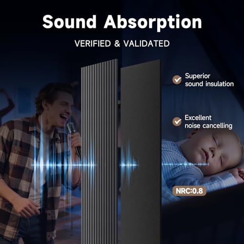 INMOZATA Wood Slat Wall Panels, 4 Pack 94.5" x 7.9" 3D Fluted Soundproof Fire Resistant Acoustic Wooden Panel for Interior Wall Decor, Living Room, Bedroom, Ceiling (Matte Black) by INMOZATA - Image 2