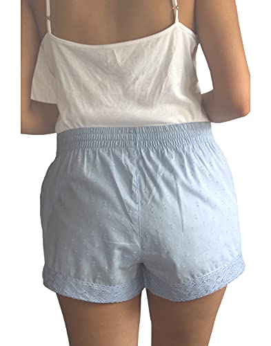 Image of B STORIES Women's Cotton Blue Lace Designed Lounge Shorts (Pack of 1) (LSHOR-003-19068-S, Small, Blue)