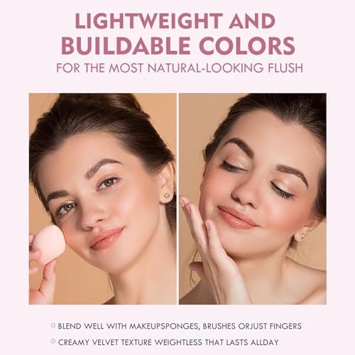 Cream Blush,Creamy Cheek Blush with finger puff, Easy-to-Blend Formula for a Natural Hint of Sheer Lip and Cheek Colour Long-Wear, Matte, Lightweight Natural Nude Makeup Blusher for Cheeks and Lips - Image 8