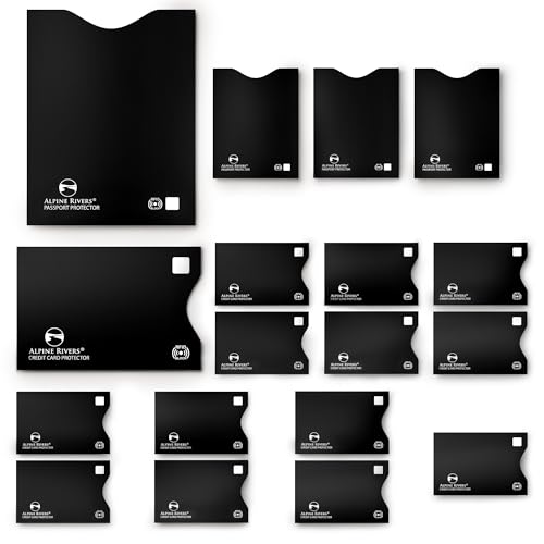 RFID Blocking Sleeves | 14 Credit Card Holders, 4 Passport Protectors | Slim Water-Resistant Tear-Resistant | Anti-Theft Identity Protection