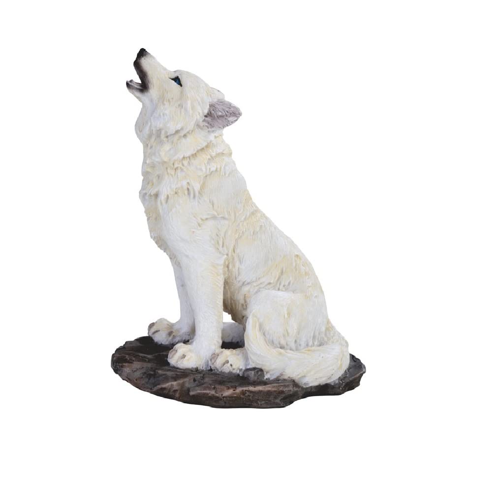 ICE ARMOR8" H Howling Snow Wolf Figurine