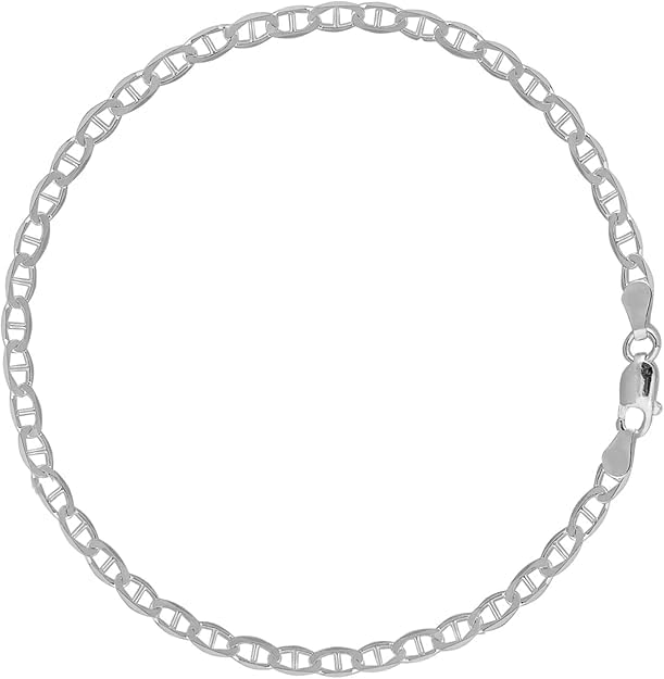 Ritastephens 925スターリングシルバーマリナーリンクチェーンブレスレットアンクレット 11インチ 6mm &ndash; イタリア