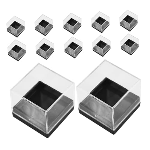 GRIRIW Elegant Square Plastic Mineral Specimen Boxes 12-pack for Displaying Stones and Jewelry Collections