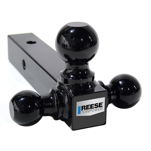 Reese Towpower 21512 Tri-Ball Trailer Hitch Ball Mount, (1-7/8 Inch, 2 Inch, 2-5/16 Inch Trailer Hitch Balls), Fits 2 Inch Square Receiver, 10,000 lbs. Capacity