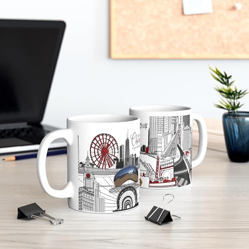 Taza de cerámica con diseño Chicago Skyline 11oz miniatura 6