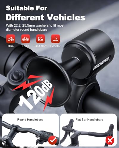 Bocina eléctrica para bicicleta YBLNTEK, recargable USB-C, 120dB, impermeable IP65, batería 300mAh, compatible con manillares de 22.2 y 25.4 mm miniatura 2