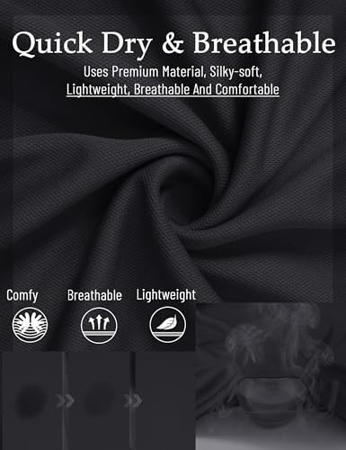 MAGCOMSEN Mens Polo Shirts Workout Fishing Casual Short Sleeve Golf Polos Breathable Quick Dry Summer Shirts Black L - 4
