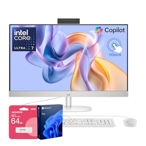 Image of HP 2026 Pro 27 Business All-in-One Desktop, 27 inch FHD Touchscreen, Intel Core Ultra 7 155U, 32GB DDR5 RAM, 1TB SSD, Wi-Fi 6, Webcam, Wired KB & M, Next Gen AI, Bundle with ADATA 64GB Flash Drive