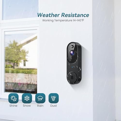 Image of Luteti Doorbell Camera Wireless - Head-to-Toe View, 2.4G Wi-Fi Video Doorbell with Chime, Save Locally or to The Cloud, Smart Human & Package Detection