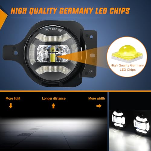 Image of Nilight 4 Inch LED Fog Lights for 2018 2019 2020 2021 2022 2023 Jeep Wrangler JL JLU Gladiator JT Sport Sahara Rubicon MOAB Round 4Inch Front Bumper Foglights with 2 Mounting Brackets