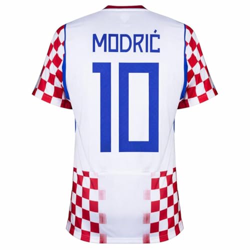 Modri #10 Croatia Style Soccer Jersey Red White Checkered Football Shirt Lightweight Breathable Fan Jersey for Men (US Alpha Medium Regular Regular Red/White)