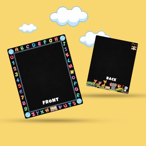 Image of TOKYODO Pre-Printed Rewriting Slates Chalk Board for Kids, Double Sided Writing Learning Black Board, with 4 Letter Spelling Cards (Pack of 4, Zoo)