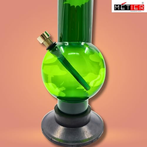 Image of METIER 16 inch bongsmoke Single Bulb Acrylic(Plastic) Waterpipe Bong Rolling Pipe Portable Hookah Hukka Vape Bongs Bottle Size 40cm Color Green