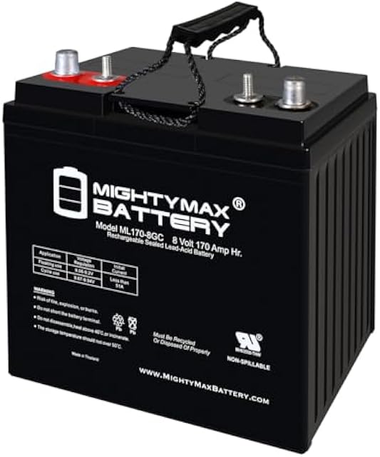 Mighty Max Battery 8V, 170Ah, AGM, Dual Terminal, Replacement Battery Compatible with Deep Cycle ezgo Club Car