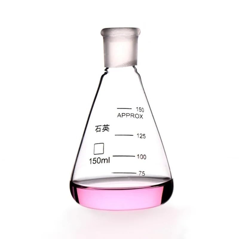 Erlenmeyerkolben aus Quarzglas, 150 ml, mit Stopfen – hochtemperaturbeständige Laborausrüstung (Material JGS-2)