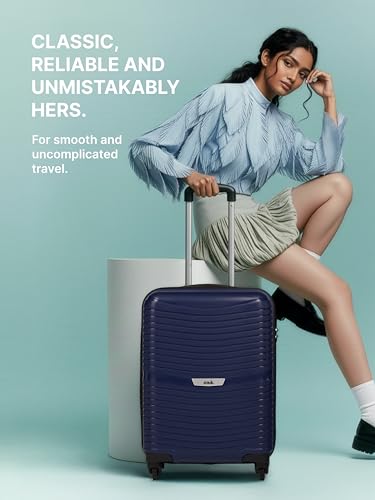 Image of Zouk Zoya Hardcase Trolley Bag Set of 2 (Medium 67cm & Large 77cm) Lightweight PP Suitcase with Silent Spinner Wheels,Telescopic Handle & Combination Lock |Travelling Luggage for Men & Women|Navy Blue