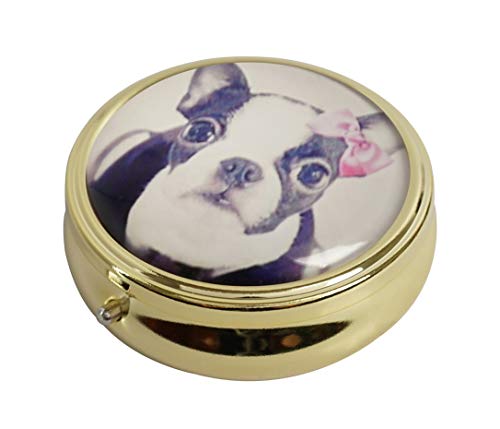 Pill Box - Compact 3 Compartment Pill Case,Pill Box for Pocket or Purse (Dog - A)