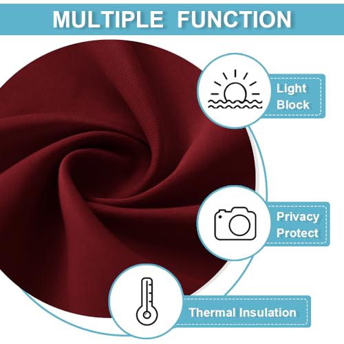 RYB HOME Classroom Door Window Cover, Blackout Shades for Classroom Windows and Doors Cover Lockdown Shades, Room Darkening Design Blocks Views, W 8 x L 36, 1 Panel, Burgundy Red
