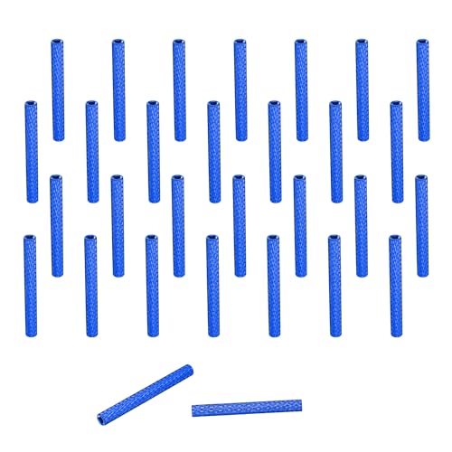 Image of sourcing map 30 Pcs M3 x 45mm Knurled Aluminum Standoff Mesh Spacer Column for FPV Drone RC Airplane Racing Car Simracing, Dark Blue