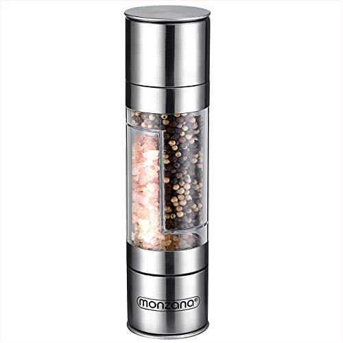 Kruidenmolen 2-in-1 zout- en pepermolen, verstelbaar keramisch maalwerk van grof tot fijne zoutmolen hoogwaardig roestvrij staal