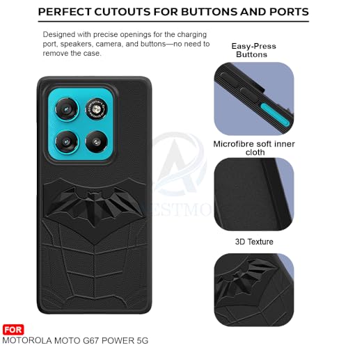 Image of AESTMO Back Cover for Motorola Moto G67 Power / G57 Power 5G | Stylish | Soft Silicone | Shockproof | Camera Lens Protection Back Cover for Motorola Moto G67 Power / G57 Power 5G (Black)