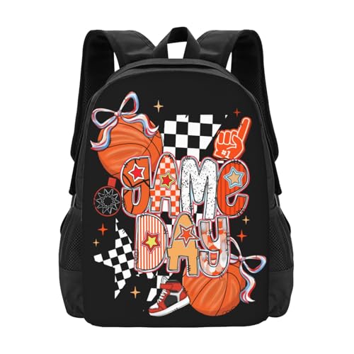 Retro Basketball Lightning Bolt Game Day Backpack Large Capacity Backpacks Leisure Travel Daypack 12.5X5.5X16.5 inch