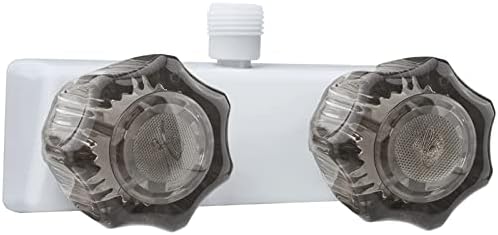 EXCELFU RV Shower Faucet, Camper Shower Faucet Replacement, 4" RV Shower Valve Diverter with Dual Smoked Acrylic Knobs for Outside and Inside Bathroom Shower