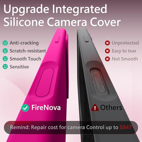 Image of FireNova Magnetic for iPhone 17 Pro Case, Compatible with MagSafe, [Integrated Silicone Camera Control Button] [Camera Protection] Anti-Scratch Microfiber Lining Phone Case, 6.3 inch, Hot Pink