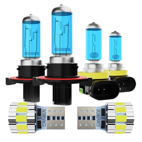 Image of Headlight Bulbs Fit For Ford Focus 2008-2011, 300% Ultra Brighter Halogen Headlight Bulb And License Plate Lights Combo, 9008 H11 High Low Beam Fog Lights, 6500k White Light, Pack of 6