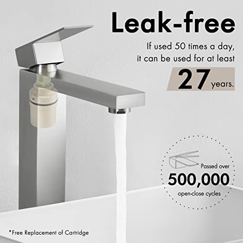 Kes Tall Bathroom Faucet Vessel Sink Faucet Single Hole, Brushed Stainless Steel Faucet, Cupc Nsf Certified, L3156Blf-Bs #TOP7