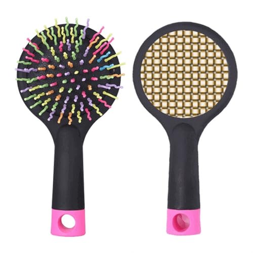 Brosse démêlante cheveux anti-casse en lin marron art déco avec coussin
