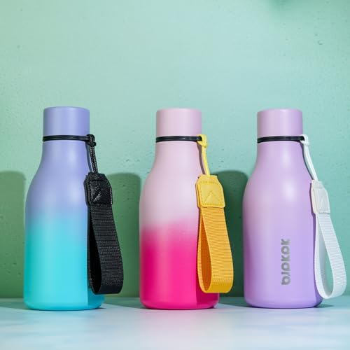 Image of BJPKPK Insulated Water Bottles, 12oz Stainless Steel Metal Water Bottle with Strap, BPA Free Leak Proof Jugs, Mugs, Flasks, Reusable Thermal Flasks for Sports & Travel, Lavender Mint