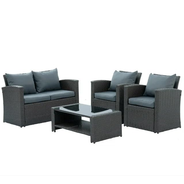 Image of Patio Furniture Set, 4 Pieces (Grey@0743)