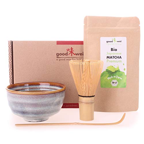 Goodwei Ensemble de Thé Matcha INCL. 30g Matcha Biologique de Japon (Uji)