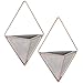 MyGift Set of 2 Triangular Cement Hanging Wall Planters with Rose Gold-Tone Metal Frames