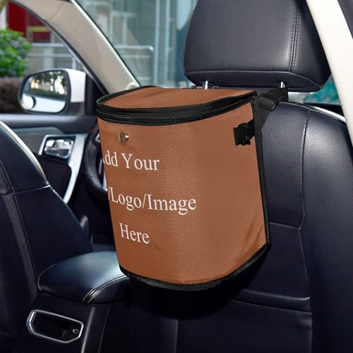 Image of Wudan Custom Terracotta Car Trash Can with Lid Lid Leak Proof Trash Can Bin for Men Truck Accessories
