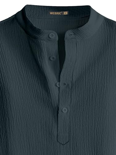 Image of Men Shirt | Black Solid Textured Casual | Regular Fit | Short Sleeve | Mandarin /Chinese Collar | Cotton Fabric | Stylish Office Summer Wear Shirt for Men