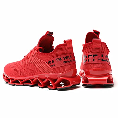 Kapsen Men'S Running Shoes Blade Tennis Walking Fashion Sneakers Breathable Non Slip Gym Sports Work Trainers Red thumb #5