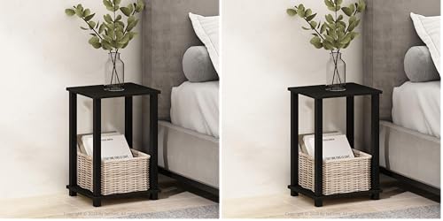 Image of Furinno Simplistic Compact Bedside Table, Nightstand, Espresso /Black (Pack of 2)