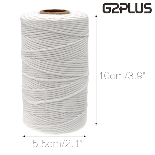 Image of G2PLUS 2MM White String, 328 Feet Cotton Bakers Twine for Craft & Cooking | 100% Cotton,for Gift Wrapping, Meat Trussing, DIY Craft Projects