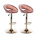 chairus Juego de 2 Taburetes Altos Cocina de Terciopelo Taburetes de Bar de Altura Ajustable Taburetes Giratorios de Mostrador con Reposapiés (Rosa (Ajustable))