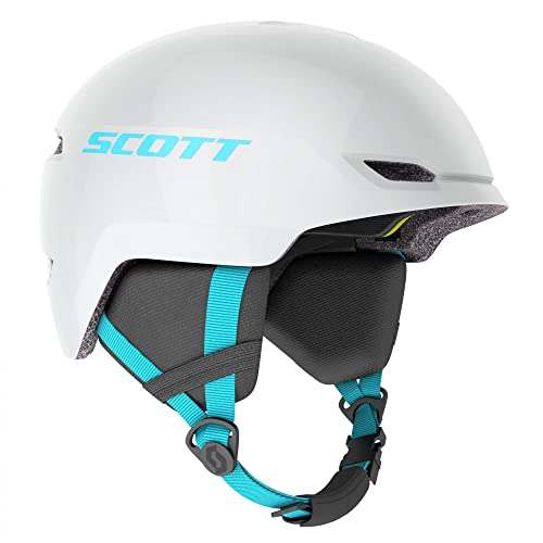  Scott Junior Keeper 2 Plus Casco da sci e snowboard per bambini, taglia M – Colore bianco perla – Breeze Blue