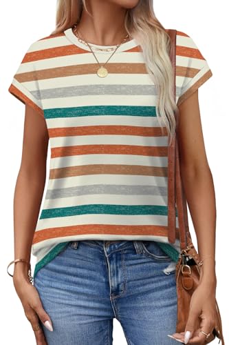 Image of Alaroo Womens Summer Tops Short Sleeve Shirts Crew Neck Cute Trendy Tunic Blouses (S-3XL)